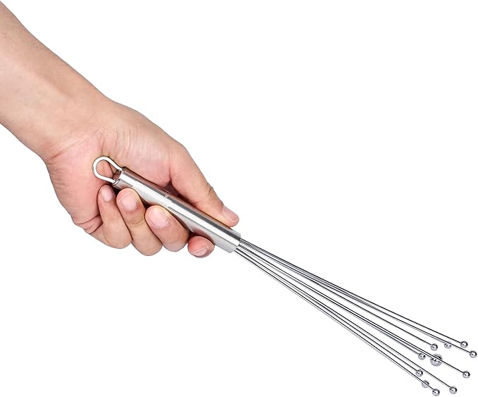 Restaurantware 12.5 in Stainless Steel Ball Whisk - 6 Pack - German Standard Egg Beater with Ergonomic Handle, Dishwasher Safe - Manual Mixer Cooking Whisk for Baking, Stirring, Sauces, Beating