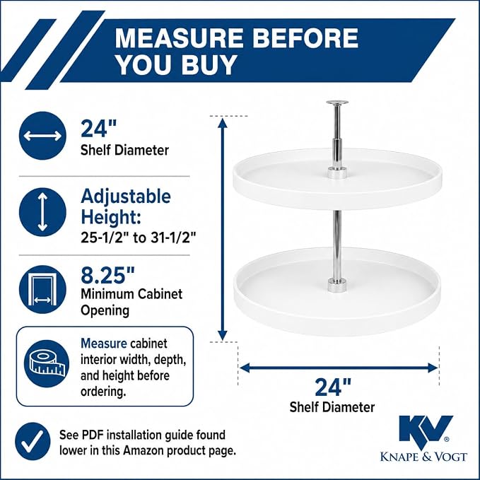 Knape & Vogt 24-In 2-Tier Full-Round Lazy Susan, White