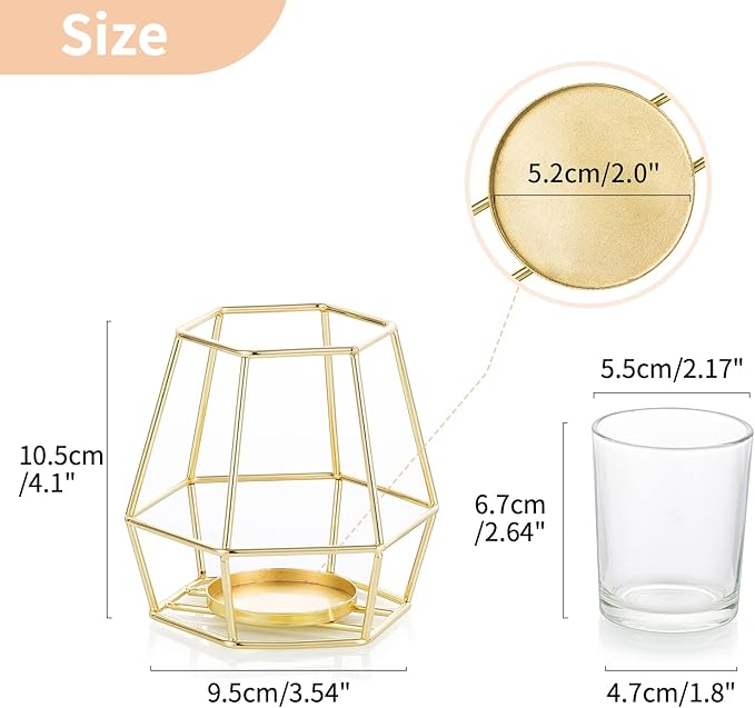 Nuptio Geometric Tealight Candle Holder Gold - Candle Holders for Pillar Candles Set of 2 Tea Light Candle Holders Set Metal Candle Stand Table Centerpiece for Wedding Party Cafe Bar Home Decor