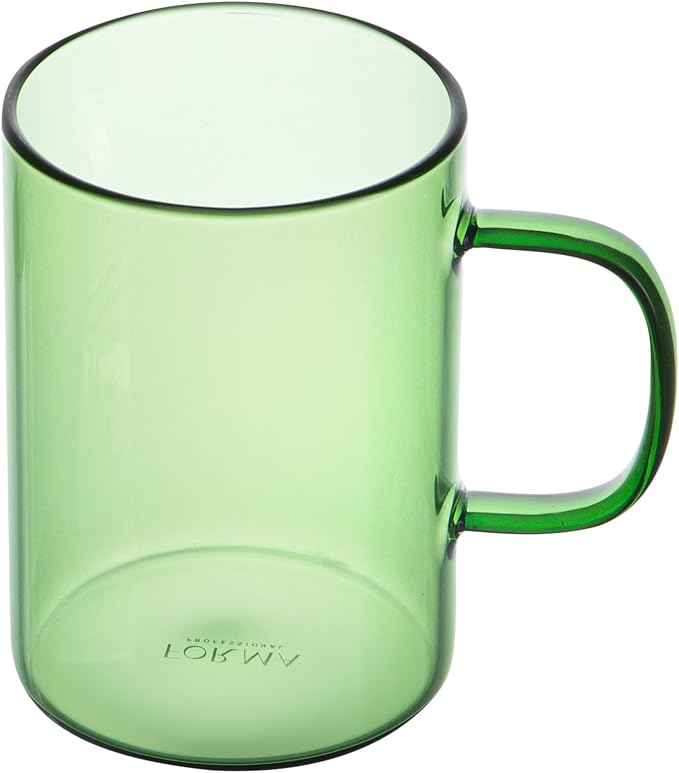 Restaurantware Glass Coffee Mug 2 Count 7 Oz Borosilicate Tea Cup with Ergonomic Handle, Dishwasher-Safe Green Thermal Resistant Mug for Hot and Cold Drinks