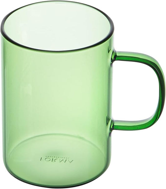 Restaurantware Glass Coffee Mug 2 Count 7 Oz Borosilicate Tea Cup with Ergonomic Handle, Dishwasher-Safe Green Thermal Resistant Mug for Hot and Cold Drinks