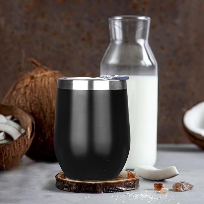 12 Oz Insulated Wine Tumbler with Lid Double Wall Vacuum Stainless Steel Wine Glass Coffee Mug Insulated Tumbler Cup for Champaign, Cocktail, Beer (Multi, 6 Pack)