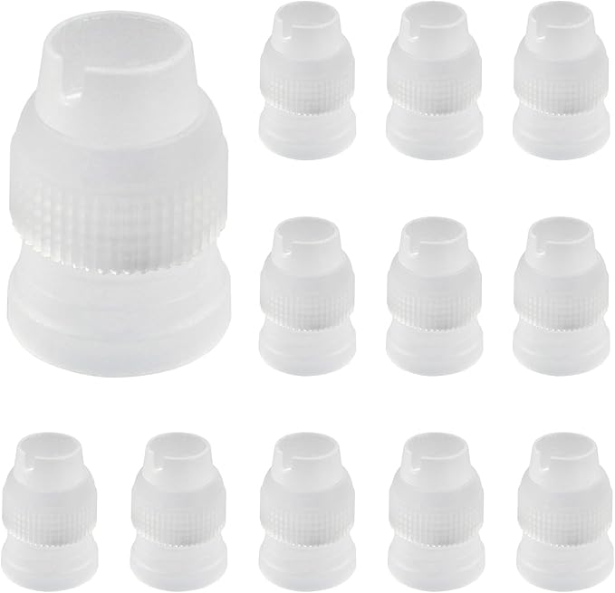 12Pcs Clear Piping Bag Couplers, Small Pipe Tip Coupler, Plastic Standard Couplers for Icing Nozzles (32 x 23mm/1.26 x 0.9 Inch)
