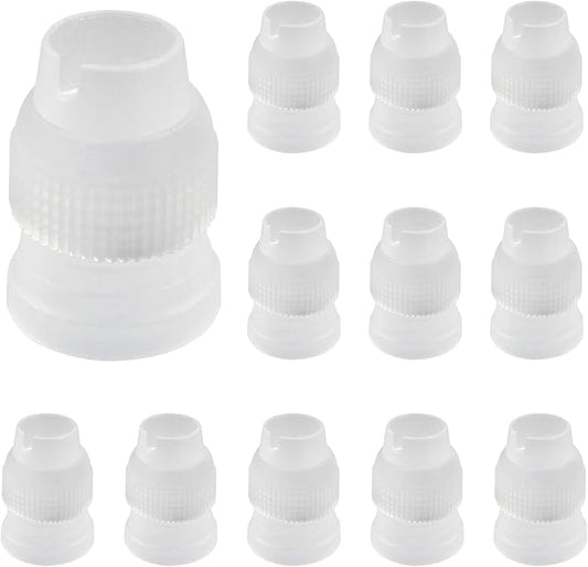 12Pcs Clear Piping Bag Couplers, Small Pipe Tip Coupler, Plastic Standard Couplers for Icing Nozzles (32 x 23mm/1.26 x 0.9 Inch)
