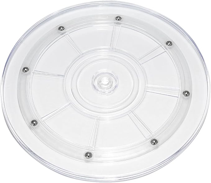 1 Pcs Clear 9 inch Acrylic Lazy Susan Rotating Turntable Organizer Bearings - Round Swivel Plate for Spice Rack, Table, Cake, Kitchen Pantry