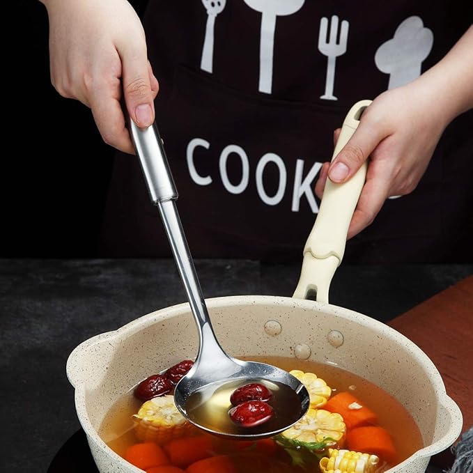 Stainless Steel Ladle, Berglander Soup Ladle, Cooking Ladle, Kitchen Ladle, Metal Soup Spoon For Cooking Non-Stick And Heat Resistant, Dishwasher Safe, Easy to Clean