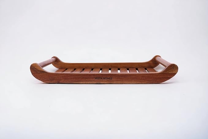 Vesta Homes Extra Large Teak Wood Rectangular Serving Tray for Home/Kitchen/Restaurant/Office Organizer/Dining Table|Premium Wooden Trays|45.5X30.5X5.7 Cm|Handmade in India