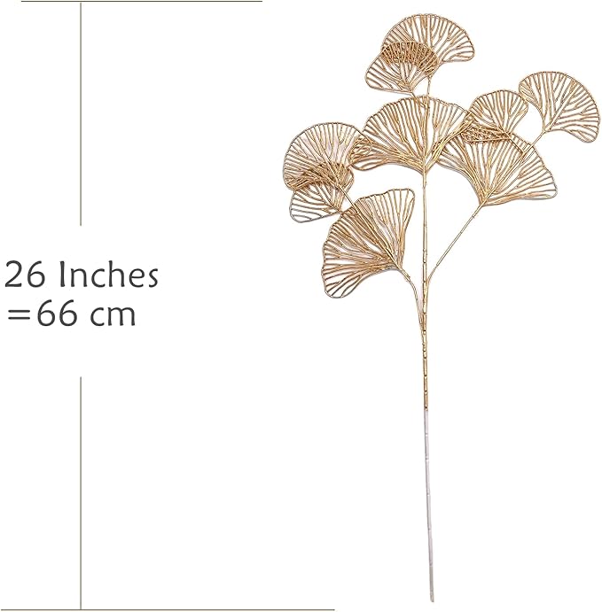 Christmas Artificial Plants Decoration 26" Tall, CATTREE Fake Plastic Golden Apricot Leaves Simulation Ginkgo Leaf Grass for Wedding Party Indoor DIY Home Office Table Centerpieces Decor Gold - 2 Pack