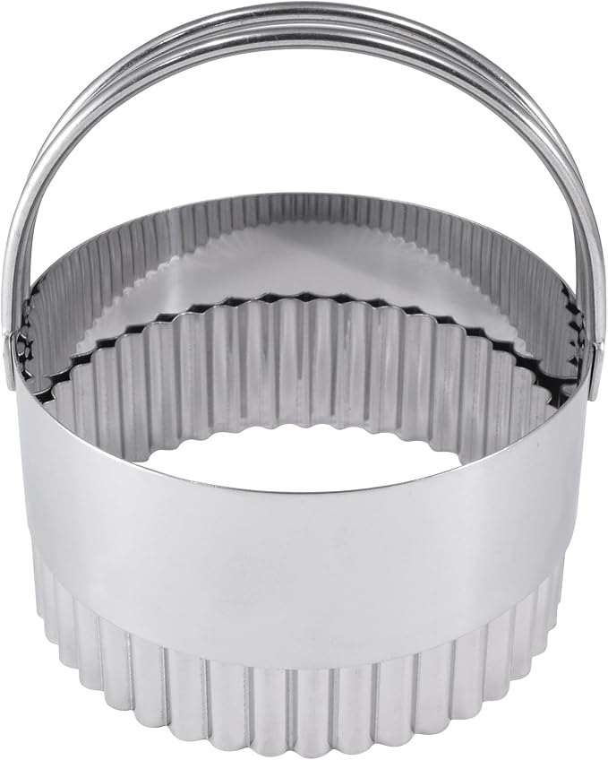 R&M International Stainless Steel 3-1/4" Round Fluted Biscuit Cutter with Handle, 1-Piece