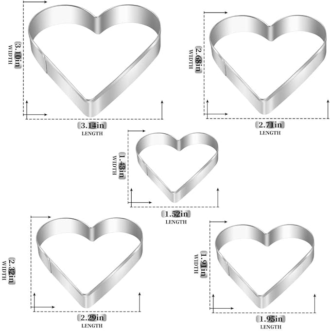 Heart Cookie Cutter Set, Gtmkina 5 Pieces Stainless Steel Small Biscuit Cutters Heart Shaped Mold for Kids Holiday Birthday Party