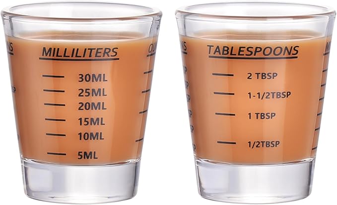 Shot Glass Measuring Cup，Espresso Shot Glass 26-Incremental Measurement 1oz, 6 Tsp, 2 Tbs, 30ml，Kitchen Tools，Bar Bartender Accessories, Jigger for Bartending (2 Pack-Black)