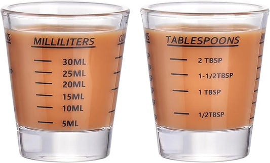 Shot Glass Measuring Cup，Espresso Shot Glass 26-Incremental Measurement 1oz, 6 Tsp, 2 Tbs, 30ml，Kitchen Tools，Bar Bartender Accessories, Jigger for Bartending (2 Pack-Black)