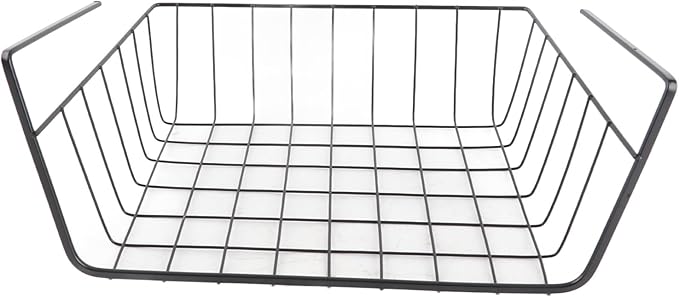 Under Shelf Basket, Metal Under Shelf Storage Hanging Wire Basket Shelves Desk Bookshelf Pantry Organizers for Kitchen Office Laundry Room Space Saving Multipurpose (M)