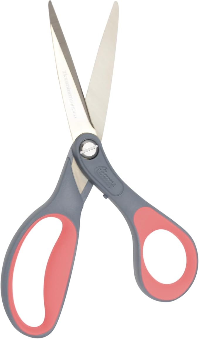 Clauss Industrial Heavy-Duty Zirconium Bonded Scissors, Ergonomic Overmolded Handle, Precision-Ground Blades, 8-Inch