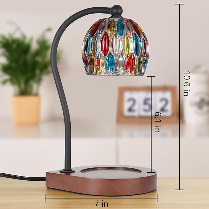 Electric Candle Warmer Lamp with Timer＆Dimmable for Jar Scented Candles, Wax Melting Tabletop Light Suitable as a Home Decor Thanksgiving Christmas Day Gift for Women Mom, with 2 Bulbs(7 Colors)