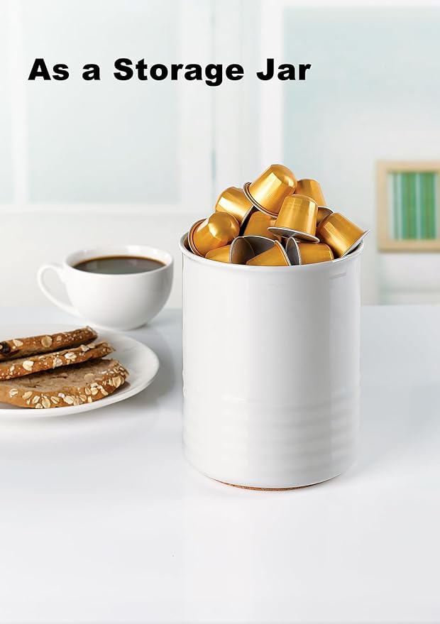 ABRUTY Utensil Holder, 6.7" Ceramic Kitchen Utensil Crock for Countertop Cooking, Modern Utensil Caddy Jar Organizer for Farmhouse Kitchen Counter Decor (White)