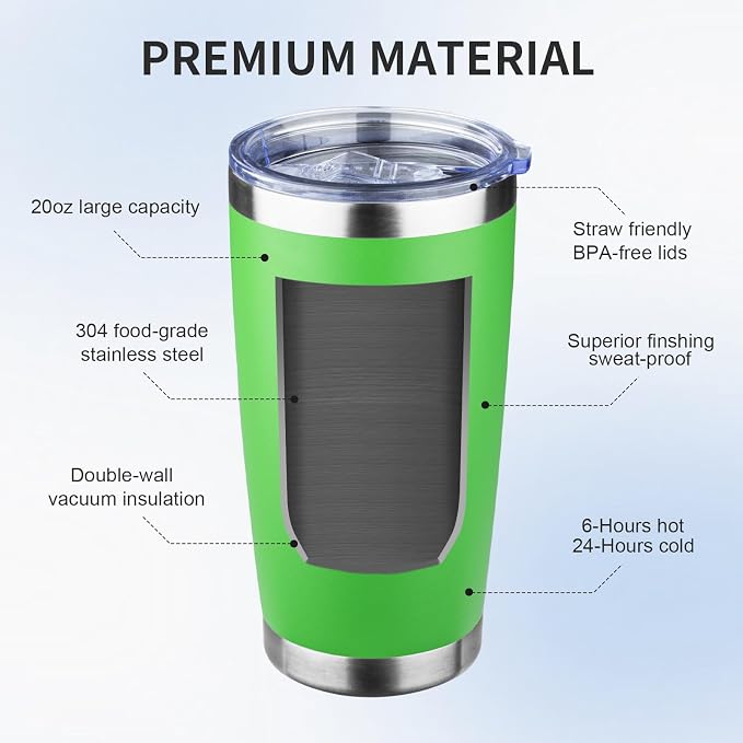 20oz Tumbler with Lid and Straw Double Wall Powder Coated Vacuum Insulated Coffee Tumbler Stainless Steel Insulated Travel Coffee Mug Spill-Proof Thermal Cup for Hot and Cold Beverage,Avocado Green