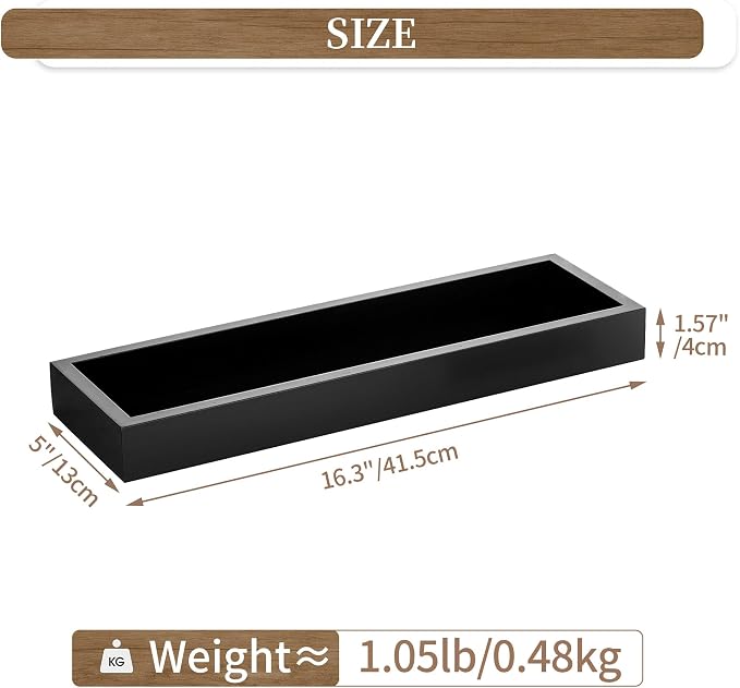 Hanobe Rectangular Long Narrow Tray: Black Decorative Rectangular Candle Holder Centerpiece Tray Decor Serving Tray No Handle for Dining Table Coffee Bar Living Room Home Decor