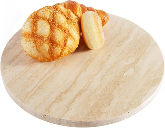 Travertine Lazy Susan for Table Top, 12 in Lazy Susan Turntable Organizer for Cabinet Pantry Kitchen Countertop Fridge Bathroom Makeup Vanity Countertop