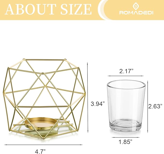 Geometric Tealight Candle Holders Gold - Votive Candle Stand Accents for Tea Light Decorative for Home Table Shelf Mantel Modern Geo Decoration Christmas Wedding Reception Décor, Gold, 6pcs