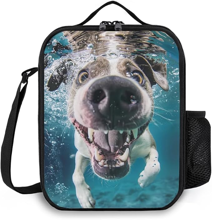 Insulated Lunch Bag, Reusable Portable Lunch Box With Shoulder Strap, Dog Printed Lunch Bag, Funny Cute Bento Lunchbox Cooler Thermal Meal Tote Kit