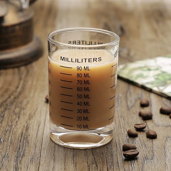 Measuring Cup Shot Glass 3 Ounce/90ML Liquid Heavy High Espresso Glass Cup Black Line (Black)