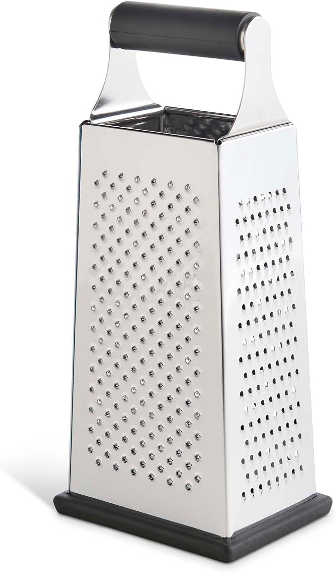 HIC Kitchen Professional Grater Zester, Stainless Steel, Non-Slip Base and Handle, 4 Multi-Grating Surfaces