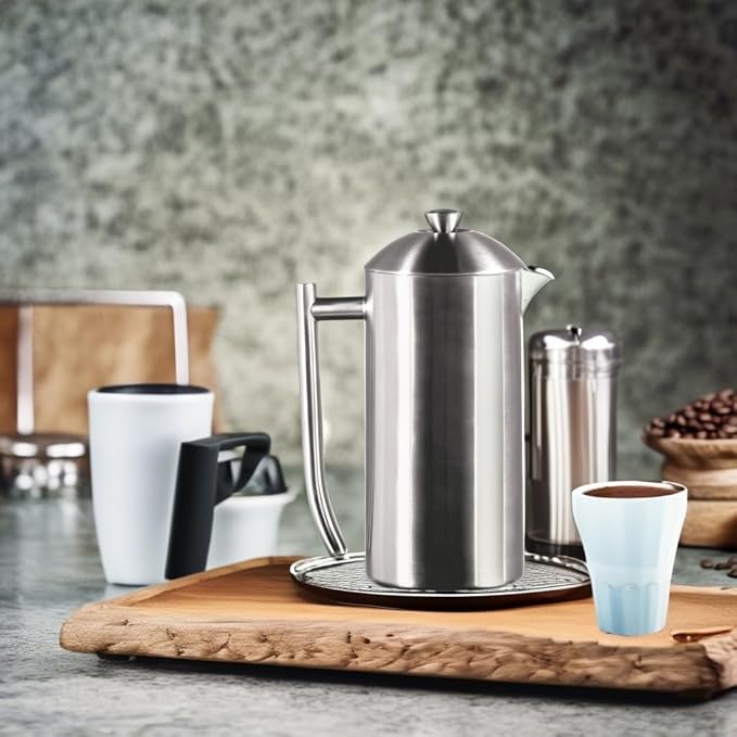 Frieling Double-Walled Stainless-Steel French Press Coffee Maker in Frustration Free Packaging, Brushed, 17 Ounces