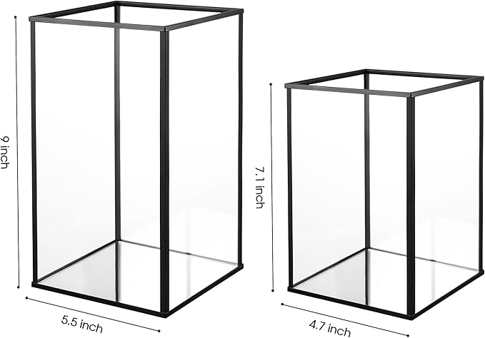 yshengood Hurricane Candle Holder Set of 2 Pcs, Black Candle Holder for Pillar Candle