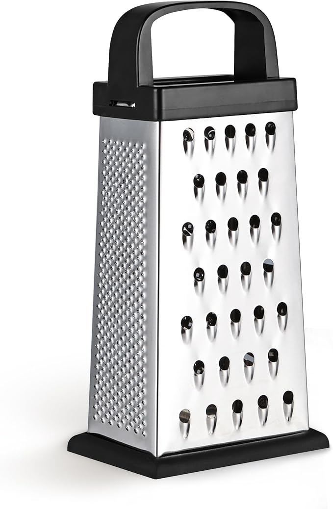 Kaishun 8IN Cheese Grater, 4-Sided Box Grater for Cheese, Vegetable & Fruit