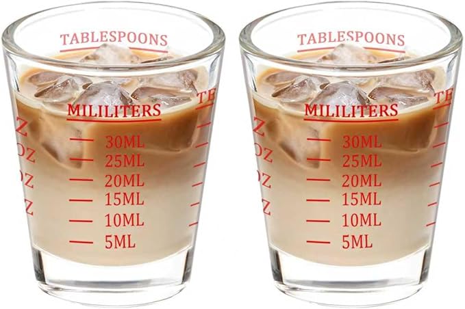 30ml Shot Glass Measuring Cup,Heavy Base Shot Glasses Set for Vodka, Whiskey, Tequila, Espressos, Milk,Juice (red)