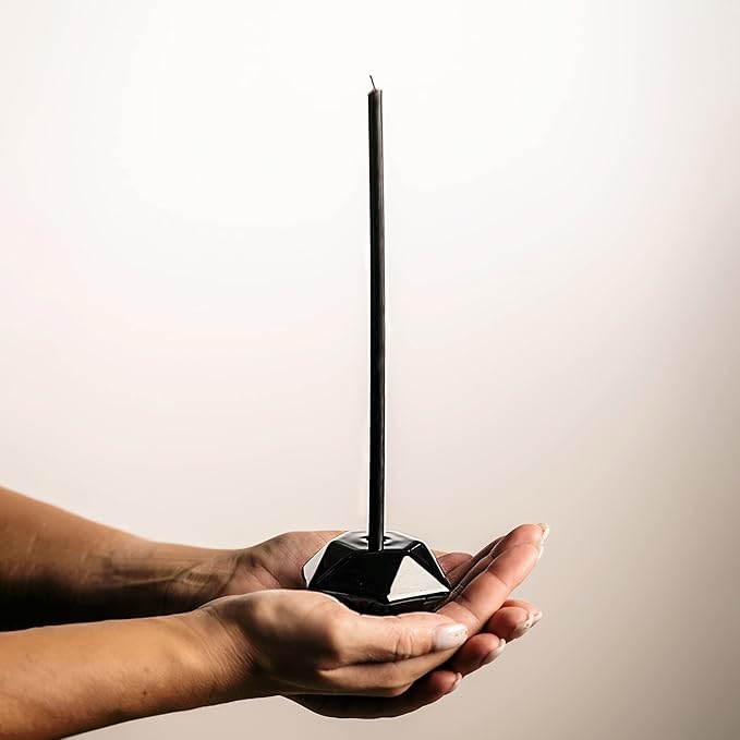 Set of 2 Danilovo Taper Candle Holder - Handcrafted, Sturdy Ceramic Thin Candlesticks Holder - Ideal Luxury Black Home Decor for Any Occasion