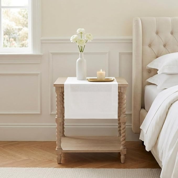 Classic Linen™ by D'Moksha White Table Runner 48 Inches, 100% Pure Linen, Coffee Table Runner, 14 x 48 Inch for Dresser Tables- Summer, Father's & Independence Day