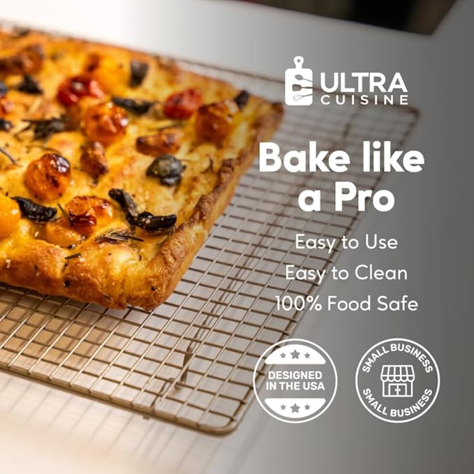 Ultra Cuisine Heavy Duty 100% Stainless Steel Cooling Rack for Cooking and Baking - Baking Rack & Wire Cooling Rack - Fits Half Sheet and Quarter Sheet Pans - 11.5''x16.5'' and 8.5''x12''