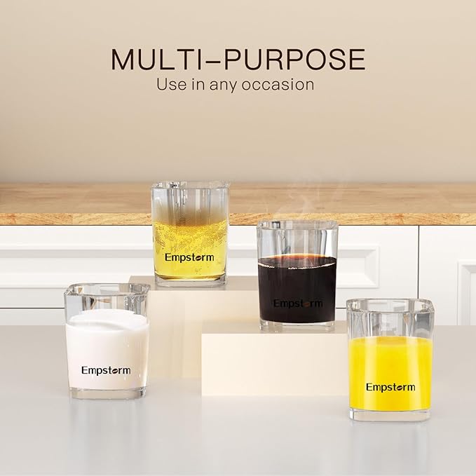 2 Pack Shot Glasses Measuring Cup, 2oz Espresso Shot Glass, Liquid Heavy Glass Wine Glass, Measurement of Dry and Liquid Ingredients 2 Features 60ML