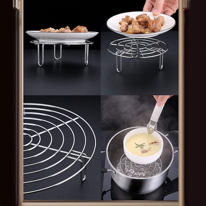 Steam Rack, Heavy Duty Steaming Rack Stand, Stainless Steel Round Steamer Cooling Rack Trivet, Pot Steamer Insert Food Stand, Steaming Cookware Accessories(SIZE:15.5cm/6.1in)