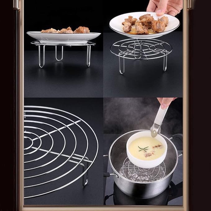 Steam Rack, Stainless Steel Round Steaming Rack Stand, Cooling Rack Trivet, Wire Steamer Kettle Racks Holder, Pot Steamers Insert Food Stand, Cooking Steaming Baking Stand (15.5cm/6.1in)