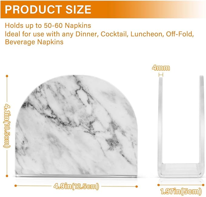 Acrylic Fall Napkin Holder for Table Kitchen Marble White Grey Cocktail Dinner Napkin Holders Paper Towel Dispenser Countertop Modern Home Decor
