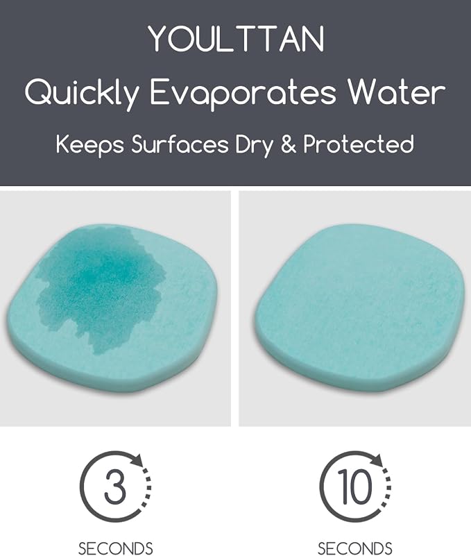 Diatomaceous Earth Coasters,3.9"x3.9", Quick-Dry, Absorbent, Heat-Resistant, Modern Stone Design, Dark Gray, Irregular Shape (2, Green)