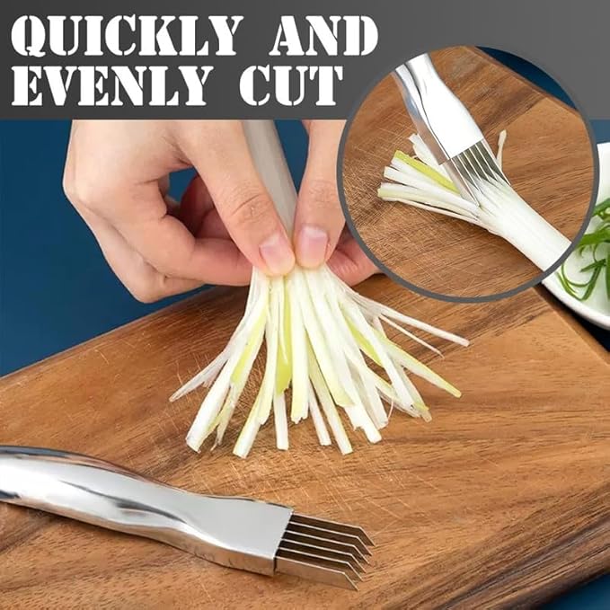 Shred Silk The Knife, 2024 New Stainless Steel Chopped Green Onion Knife, Food Speedy Chopper, Sharp Scallion Shredding Cutter, Kitchen Vegetable Cutter Household Multifunctional Food Slicer(3pcs)