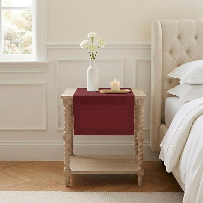 Classic Linen™ by D'Moksha Red Garnet Table Runner 36 Inches, 100% Pure Linen, Coffee Table Runner, 14 x 36 Inch for Dresser Tables- Summer, Father's Day