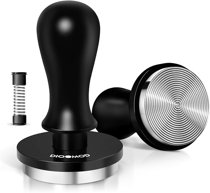 58mm Espresso Tamper – Spring Loaded Coffee Tamper Tool with 30lbs Pressure, Stainless Steel Flat Base for 58mm Portafilter Basket, Barista Accessories