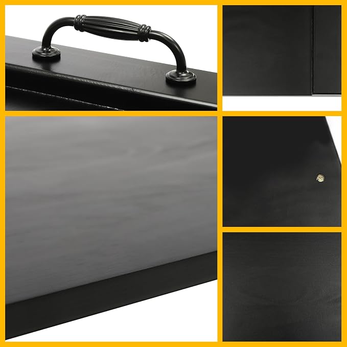 Noodle Board, 21.65x30.31in Stove Cover, Pine Wood Chopping & Cutting Board, Kitchen Serving Tray with Metal Handles, Countertop Expander for Sink, Rustic Gas/Electric Stove Top Protector, Black
