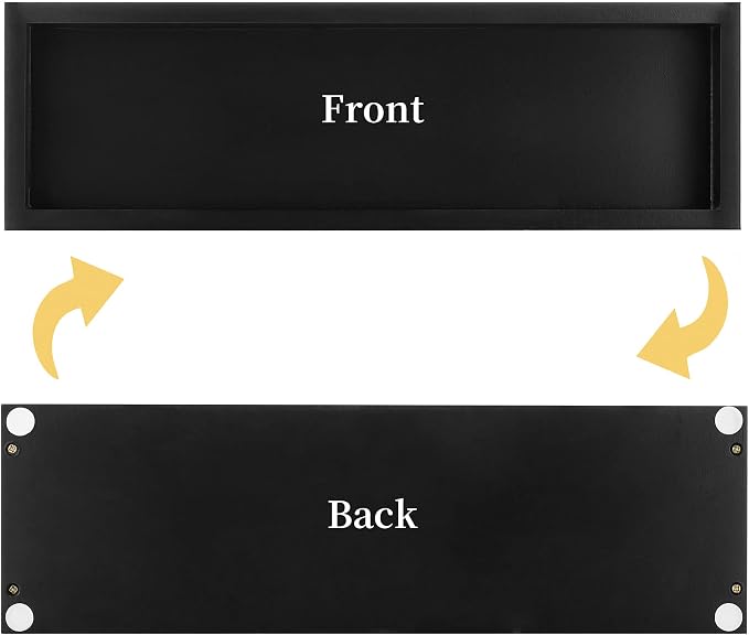 Hanobe Rectangular Long Narrow Tray: Black Decorative Rectangular Candle Holder Centerpiece Tray Decor Serving Tray No Handle for Dining Table Coffee Bar Living Room Home Decor