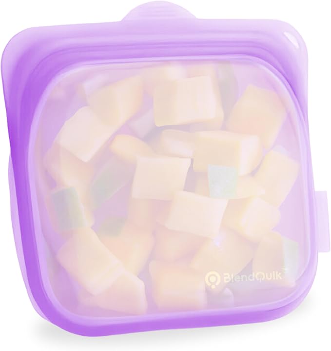 Reusable Silicone Food Storage Bags, 1000 ml Capacity, Leak Proof Freezer Silicone Bags, Easy To Clean Reusable Travel Bag, Purple
