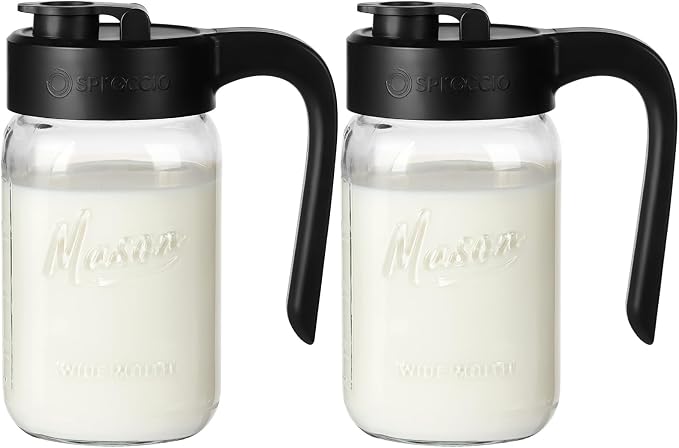 32 oz Glass Pitcher with Lid, 1 Quart Mason Jar Pitcher with Lid Airtight, Breast Milk Storage for Fridge, Ideal for Cold Brew Coffee, Iced Tea, Sun Tea, Juices