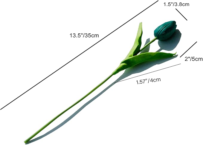 Mandy's Teal Artificial Tulips Flowers Centerpiece, 13.5" Lifelike PU Fake Floral Stems 20pcs for Kitchen Island & Dining Table, Spring Decor for Easter
