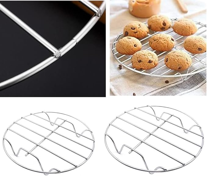 3 Pack Round Cooling Steaming Cake Rack, Stainless Steel Circular Wire Baking Rack for Air Fryer, Stockpot, Pressure Cooker (6/7/8 Inch)