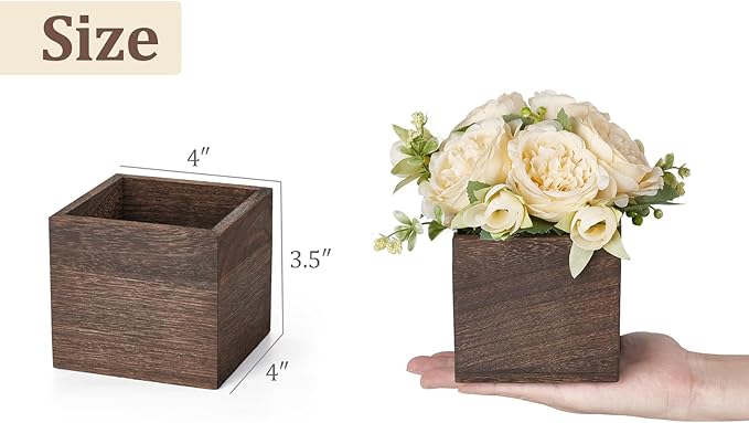 Dahey Small Flower Centerpieces for Tables Set of 3 Artificial Flowers with Wooden Vase Farmhouse Table Decor for Dinning Living Room Kitchen Wedding Party Office Home Decoration