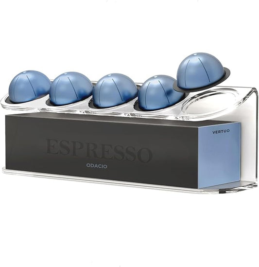 GALVANOX Wall Mounted Organizer for Nespresso Vertuo Pods, Easy-access Acrylic Holder for Original Vertuoline Box and 5 Coffee Pods (5 pods + 1 box)